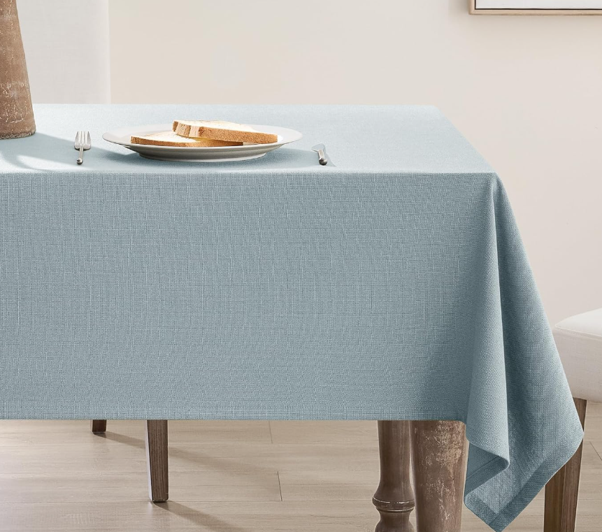 Gray-Blue Pure Cotton And Linen Tablecloths, Elegant And Washable - Image 2