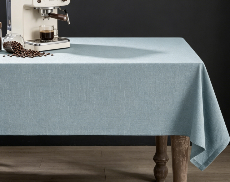 Gray-Blue Pure Cotton And Linen Tablecloths, Elegant And Washable