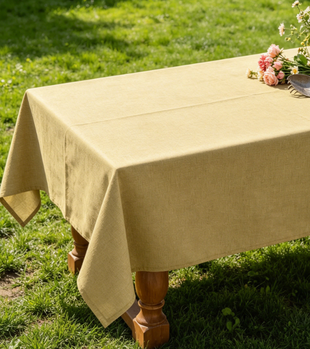 Coffee-Colored Solid Color Cotton And Linen Tablecloths, Waterproof And Stain-Resistant - Image 2