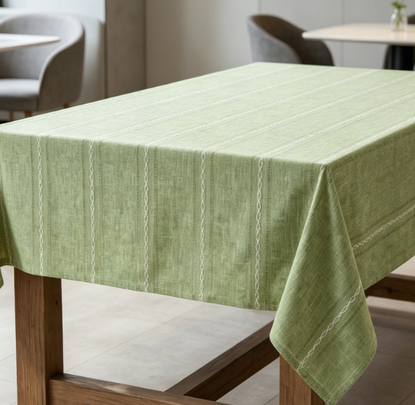 Sage Green Cotton And Linen Tablecloths, Wrinkle-Resistant And Washable