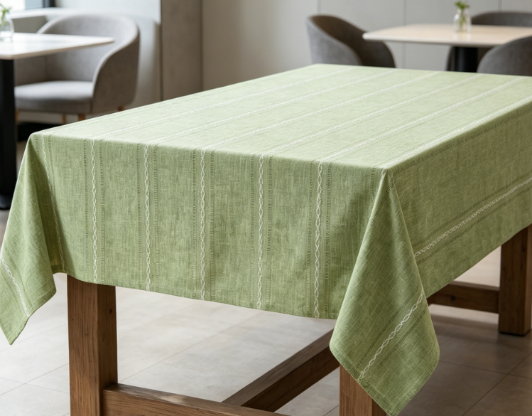 Sage Green Cotton And Linen Tablecloths, Wrinkle-Resistant And Washable