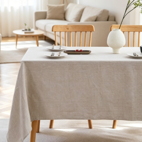 Natural Pure Linen Tablecloths, Stonewashable And Machine Washable