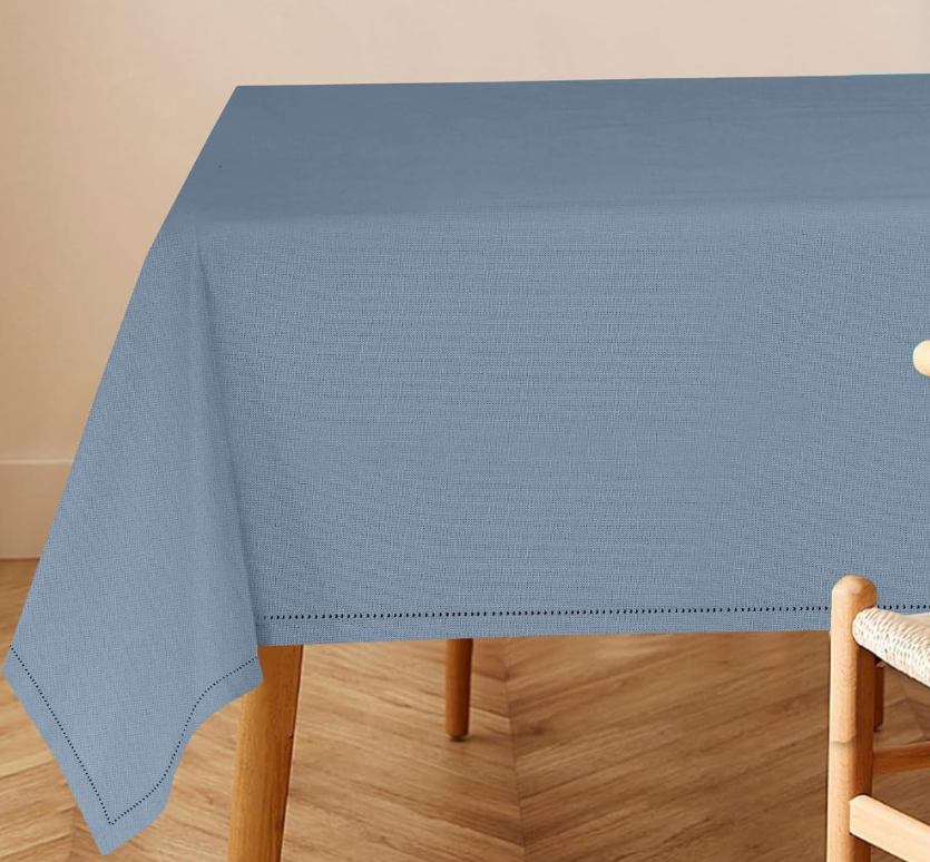 Gray Solid Color Cotton And Linen Tablecloths, Overlocked Edges, Stain-Resistant, Washable - Image 2