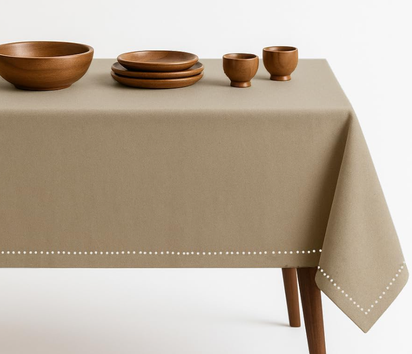 Beige Pure Cotton And Linen Tablecloths, Soft, Durable, Wrinkle-Resistant - Image 2