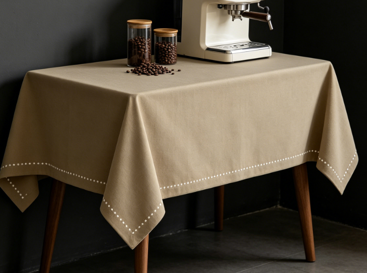 Beige Pure Cotton And Linen Tablecloths, Soft, Durable, Wrinkle-Resistant