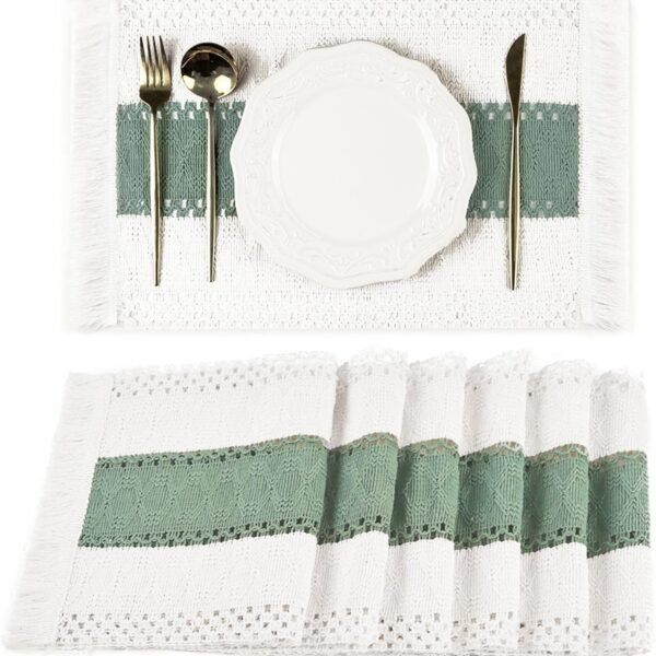 Boho Placemat, Sage Green Farmhouse Table Decor