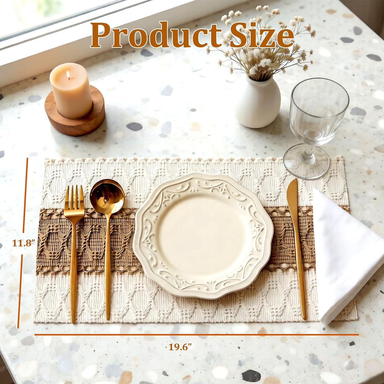 Boho Placemat, Tassel Decor, Rustic Farmhouse Style - Image 2