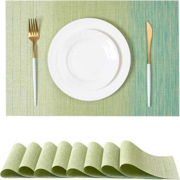 Ombré Green Woven Placemat, Heat-Resistant, Non-Slip, Durable Pvc