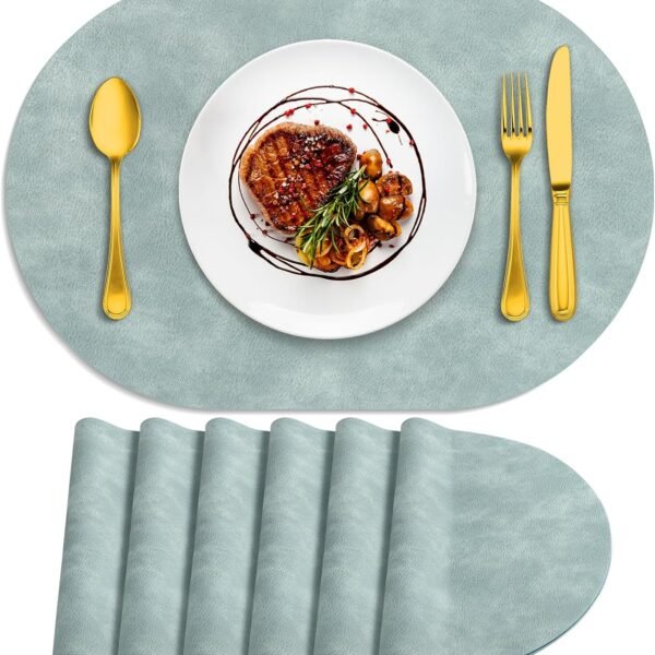 Oval Pu Placemat, Heat-Resistant, Waterproof, And Wipeable