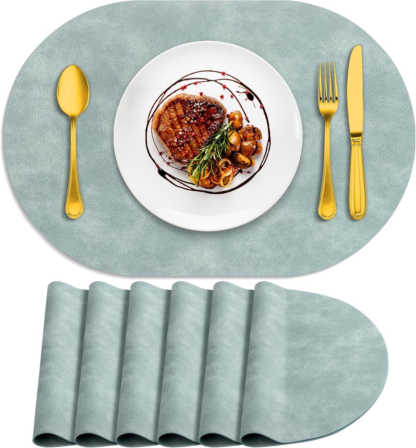 Oval Pu Placemat, Heat-Resistant, Waterproof, And Wipeable