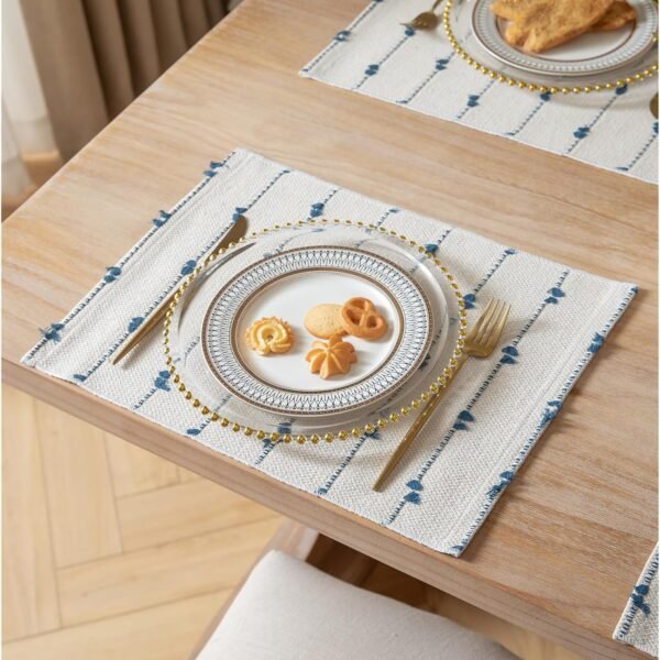 Boho Woven Placemat, Cotton Farmhouse Rustic Style