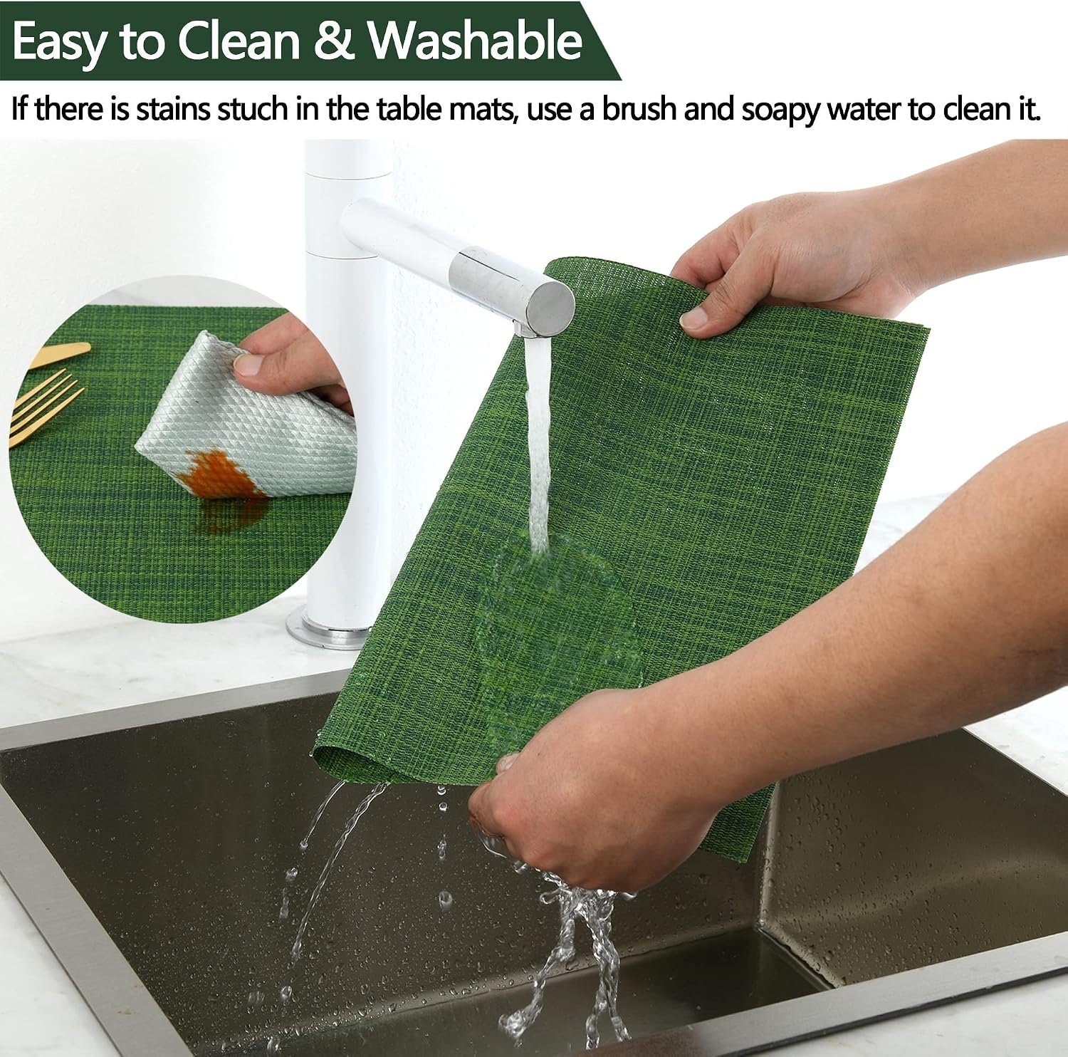 Christmas-Themed Placemat, Green Vinyl, Easy To Wipe - Image 2
