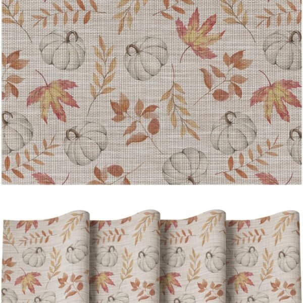 Maple Leaf Autumn Placemat, Colorful Printed Pvc, Easy To Wipe