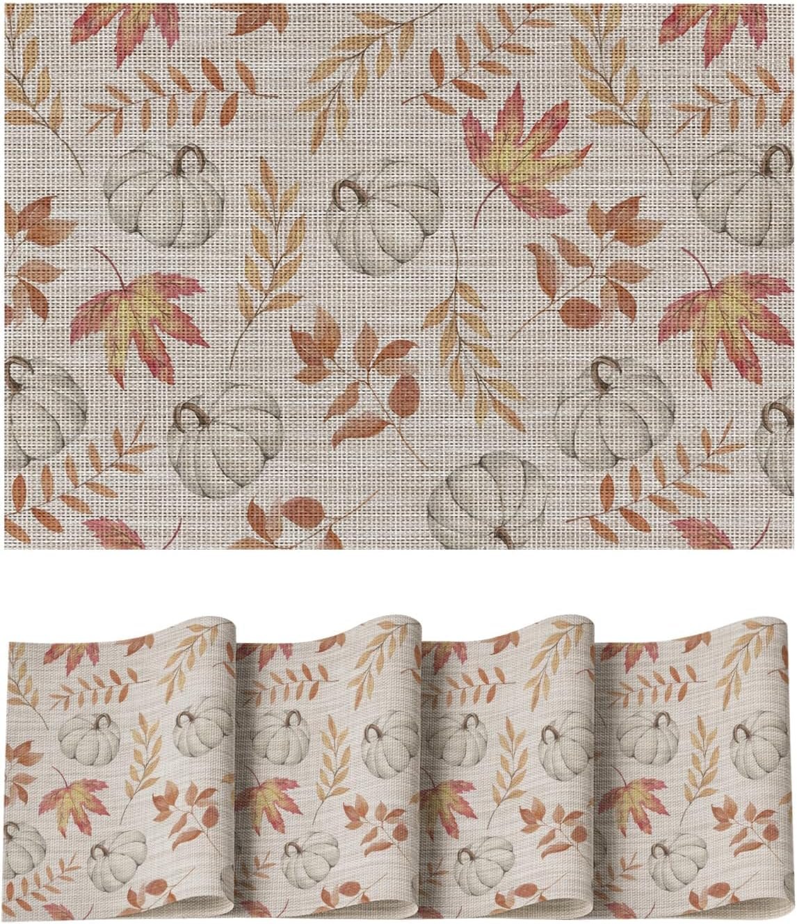 Maple Leaf Autumn Placemat, Colorful Printed Pvc, Easy To Wipe