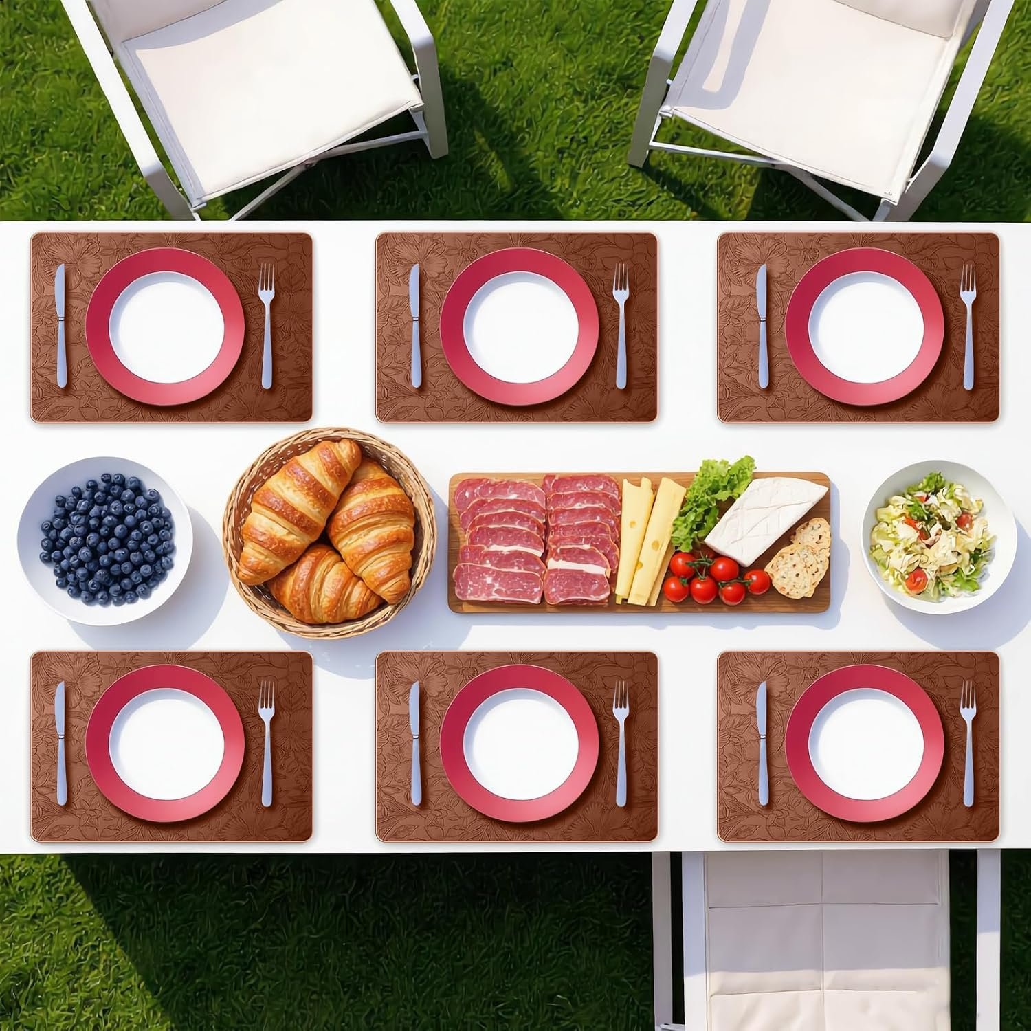 Waterproof Heat-Resistant Faux Leather Placemat, Table Decor Set - Image 2