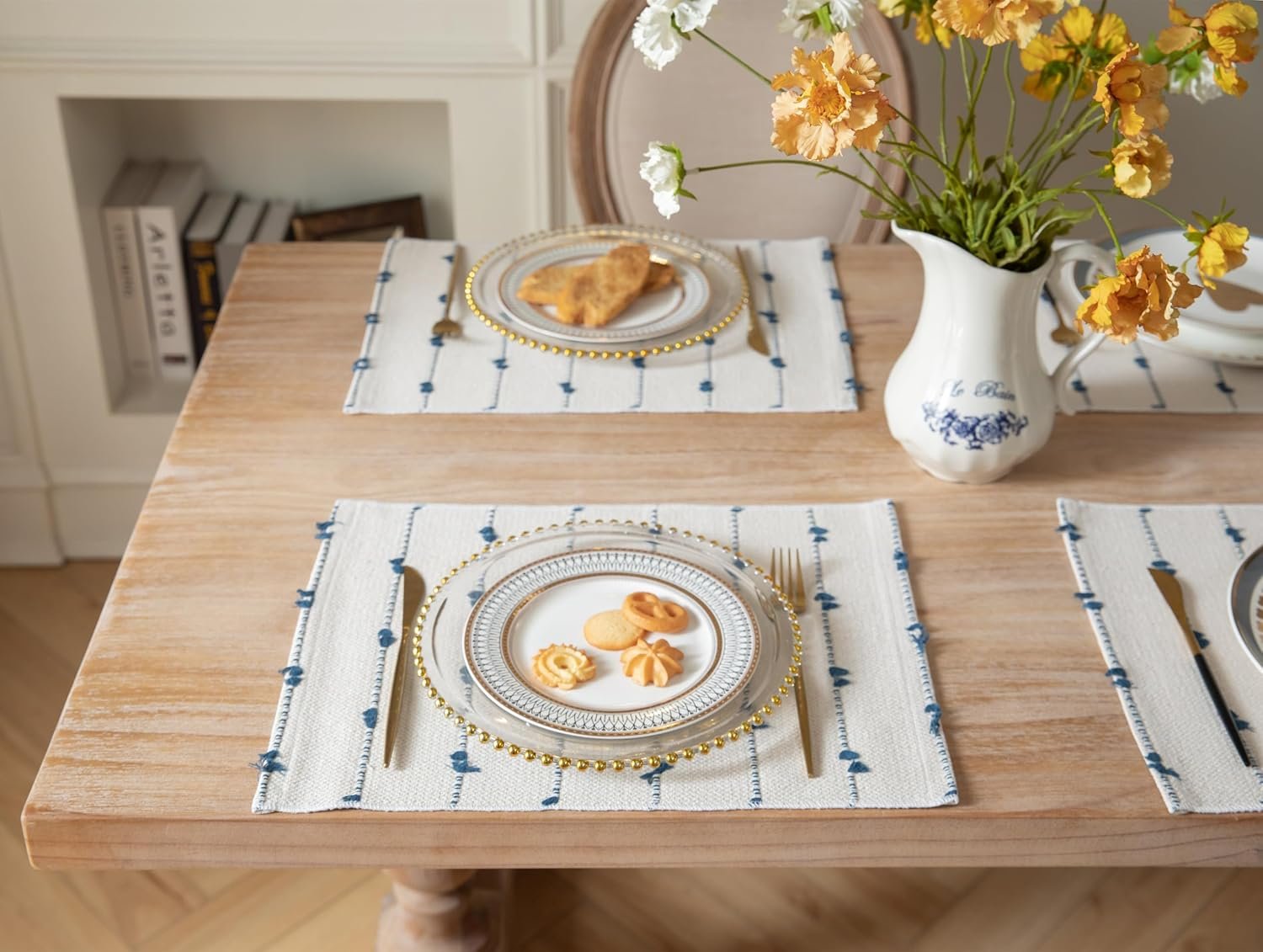 Boho Woven Placemat, Cotton Farmhouse Rustic Style - Image 2