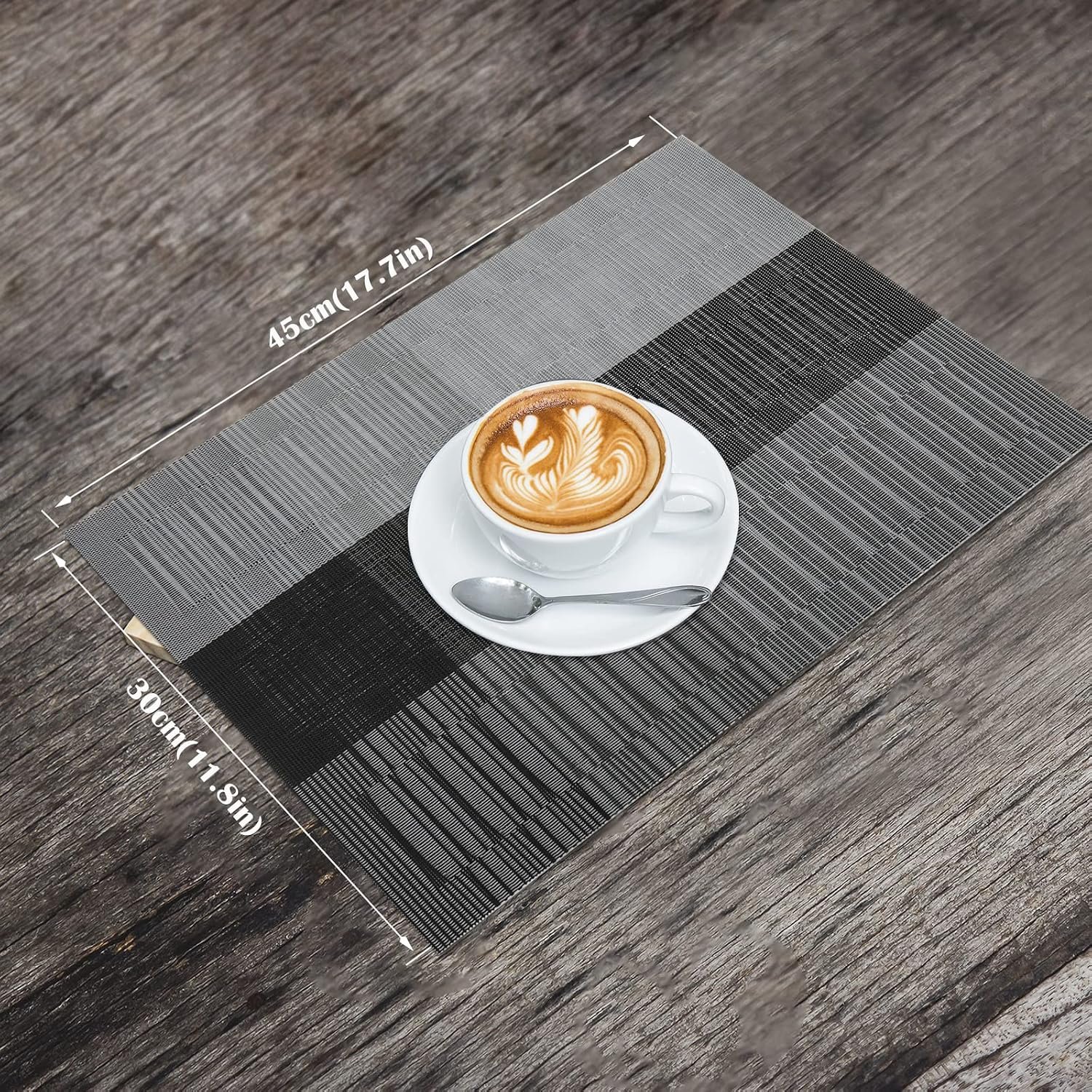 Black Woven Placemat, Heat-Resistant, Non-Slip Vinyl, Easy To Wipe - Image 2