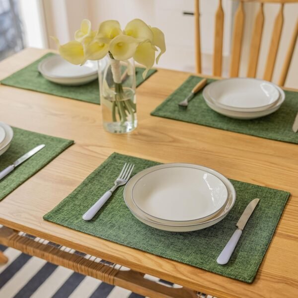 Vintage Linen Placemat, Green Fabric Heat-Resistant Table Mat