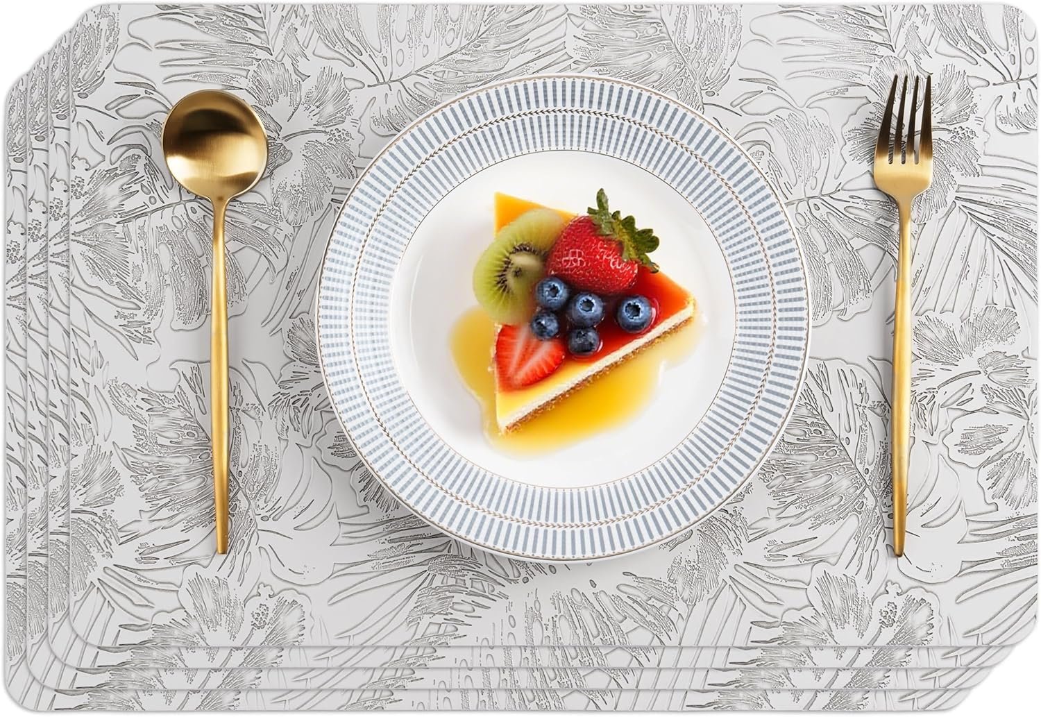 Washable Vinyl Placemat, Indoor/Outdoor Faux Leather Style